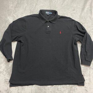 Polo Ralph Lauren Long Sleeve Shirt Mens 3XB Big Black Red Pony Preppy Vintage